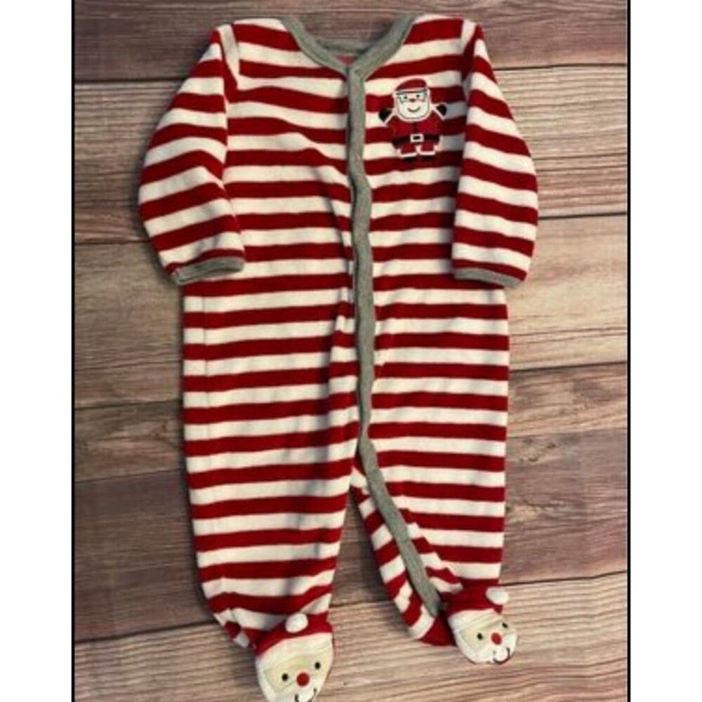 Carter’s Baby Boy Christmas Velour Footed Pajamas (PJs) Sleeper, Size 3 months